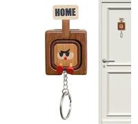 Wall Key Hanger - Wooden Magnetic Key Rack, Cute Decorative Organizer with Hooks for Entryway, Hallway, Bedroom, Living Room Storage, Funny Keychain Holder for Home Organization and Small Accessories