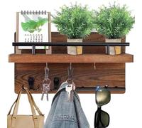 Wall Key Holder, Key Holder Wall Mount, Keys Hanger Rack Mount, Wooden Retro Decorative Hanger, Door Mounted Keys Holders with Floating Shelf Hook | for Coat Mail Entryway Home Hat Backpack Purse