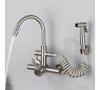 Wall Kitchen Taps with Spray Kitchen Tap Wall Mounted Kitchen Taps Mixer Hot and Cold Mixer Water Tap Kitchen Faucet Tap B Single Mode-Left