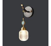 Wall Lamp, Copper Wall Sconce Lighting Fixture Pattern Glass Wall Lamp, Bedroom Bedside Decor Wall Mount Light, G9 Headboard Lamps Postmodern Wall Sconces for Living Room Hallway