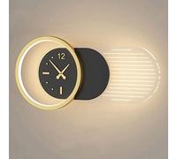 Wall Lamp with Clock Dining Room Living Room TV Background Wall Decor Aisle Wall Light Nordic Silent Clock Bedroom Bedside Lamp