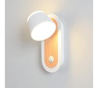 Wall Light Indoor LED 7W 3000K Warm White Modern 340° Rotatable Aluminum Wall Lamp Decorative Wall Sconce Lamp for Living Room Bedroom Hallway Corridor Stairs Hall, White