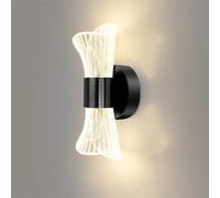 Wall Light Indoor LED Dimmable 10W Warm/Natural/White Light Wall Lamp Modern Acrylic Decorative Wall Sconce Lamp for Living Room Bedroom Hallway Corridor Stairs Hall, Black