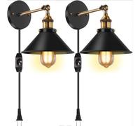 Wall Light, Wall Lamp, and Plug Wall Spotlight Rotatable Black 1 Flame Bedside Lamp for Bedroom Living Room