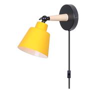 Wall Light, Wall Lamp, Indoor Wall Lamp with Plug and on/Off Switch Wall Spotlights Adjustable Wooden Bedside Reading Lights for Bedroom Living Room Office Study Hallway,Yellow