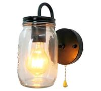 Wall Light, Wall Lamp, Mason Jar Wall Sconce with Pull Chain, Glass Wall Lamp, E26/ Base, Easy Install Lighting Fixture for Bedroom, Kitchen, Living Room