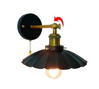 Wall Light, Wall Lamp, Wall Lamp with 180° Rotatable Black Metal Antique Lamp Indoor Bedside Lighting for Living Room Bedroom Office Kitchen