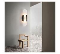 Wall Lights Spanish Natural Marble Wall Lamp Nordic Simple Gold/Black Living Room Bedroom Aisle Stairs Copper Wall Sconce Surface Mount (Lampshade Color : B Size : Large 50cm) (Black Small 35cm)