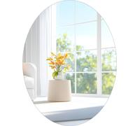 Wall Mirror 40 X 30 Cm Stick On Wall Sticker Frameless Hd Glass Mirror For Bathroom Cabinet Door Hallway Bedroom (Oval)