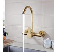 Wall Mount Brushed Gold,Stainless Steel for Kitchen,Single Handle Kitchen Faucets,Hot and Cold Water Mixer Tap Sink Faucet