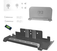 Wall Mount Holder for Nintendo Switch and Nintendo Switch OLED (No Drilling,Sturdy Metal,5 Game Card Slots,Compatible with Nintendo Switch and Nintendo Switch OLED,Black)