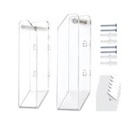 Wall Mount Laptop Holder - Under Desk Stand | Clear Acrylic Storage Rack | Set of 2 Brackets, Transparent Anti-Scratch Acrylic, Dual Installation with Adhesive & Screws, 19.5x6x4.5cm Size, for