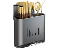 Wall Mount Utensil Holder with Drain Tray No Drill(Gray B)