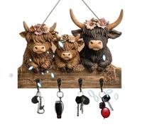 Wall Mount - Wood, 9,8 x 7,48 po Hook Organizer Rustic Cow Design | Multi-Hook Storage Farmhouse Wall Hanger, Entryway Accessory For Bathrooms, Living Rooms, Bedrooms, Kitchens, Hats, Bags