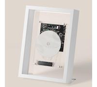 Wall Mountable CD Player Frame Decorative, Music Frame CD Player, 5.0 Bluetooth/3.5mm AUX, Dual Play Mode, LED Digital Display, W/Remote Control, for Home/Corridor/Office/Wall Decor(White)