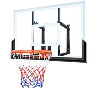 Wall-Mounted Basketball Hoop, Portable Basketball Hoops, with Dual Spring Rim, Tempered Glass PC Board, for Indoor Or Outdoor(White)