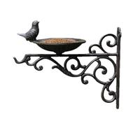 Wall Mounted Bird Bath, Birds Feeder Bracket, 9.25x6.69x4.53 inches Outdoor Water Tray Garden Wall Art Decor, Decorative Hanging Birdbath for Patio Fence and Yard with Nut Mealworm Basket Use