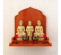 Wall-Mounted Buddha Altar Shelf,Altar Cabinet Shelf Stand Wooden Wall Rack,Altar Table With Storage, Buddhist Shrine Prayer Stand(Yellow-brown,68 * 40 * 50cm/26.7 * 15.7 * 19.6in)