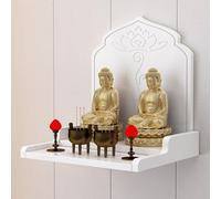 Wall-Mounted Buddha Altar Shelf,Altar Cabinet Shelf Stand Wooden Wall Rack,Altar Table With Storage, Buddhist Shrine Prayer Stand(White,58 * 40**45cm/22.8 * 15.7 * 17.7in)