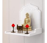 Wall-Mounted Buddha Altar Shelf,Altar Cabinet Shelf Stand Wooden Wall Rack,Altar Table With Storage, Buddhist Shrine Prayer Stand(White,30 * 28 * 28cm/11.8 * 11 * 11in)