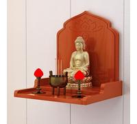 Wall-Mounted Buddha Altar Shelf,Altar Cabinet Shelf Stand Wooden Wall Rack,Altar Table With Storage, Buddhist Shrine Prayer Stand(Yellow-brown,30 * 28 * 28cm/11.8 * 11 * 11in)