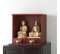 Wall Mounted Buddha Shrine Altar Cabinet, 17mm Thick Wood Prayer Table with Extended Tray, Feng Shui Worship Table for Home Buddha & God Statue Display(Rosewood,M with Raised Base)