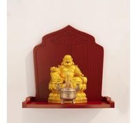 Wall-Mounted Buddha Statue Stand Altar Platform Table,Household Solid Wood Prayer Niche Incense Table,mini buddhist altar shrine, God Of Wealth Guanyin Cabinet(Rosewood color,Medium)