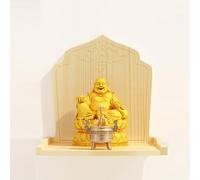 Wall-Mounted Buddha Statue Stand Altar Platform Table,Household Solid Wood Prayer Niche Incense Table,mini buddhist altar shrine, God Of Wealth Guanyin Cabinet(Wood,Large)