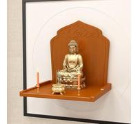 Wall-Mounted Buddha Statue Stand Altar Platform Table,Household Solid Wood Prayer Niche Incense Table,mini buddhist altar shrine, God Of Wealth Guanyin Cabinet(Walnut,Large)