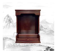 Wall-Mounted Buddha Statue Stand Shrine Altar Table Bois Prayer Table Bouddhiste Niche Encense,Abri pour la maison,God Of Wealth Cabinet Guanyin (Cabinet de noire,53x38cm/20,8x14,9in)