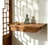 Wall Mounted Buddhist Altar Table, Northern Catalpa Solid Wood, Drawer Storage, Space-Saving, Suitable for Home Worship & Meditation Room(40cm/15.7in)