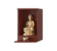 Wall Mounted Buddhist Shrine, Wood Altar Cabinet for Buddha Guanyin, Tabletop or Hanging Prayer Altar Table for Home Decor(Mahogany-B,35cm/13.7in)