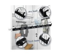 Wall Mounted Coat Racks with 8 Hooks Hanging Holder Towel Rack 29.7"x1.3" Modern Black