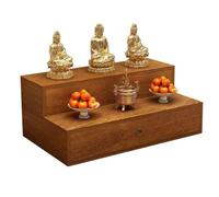 Wall Mounted Desktop Buddhist Altar Cabinet avec dessin de rangement Walnut (couleur teck, 80 cm/31,5 pouces)