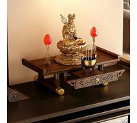 Wall mounted/desktop buddhist altar，Guan Gong Guanyin Pooja Statue Display Cabinet，Household Shrine Meditation Table for Pooja and Incense Tribute(Upgraded tabletop,Small)