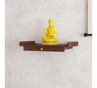 Wall Mounted/Desktop Chinese Personal Buddhist Niche Meditation Altar Table，Shrine Shelf,Household Solid Wood Guan Gong Wealth God Pooja Statue Cabinet(Wall-mounted,Large)