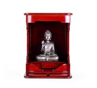 Wall Mounted Desktop Solid Wood Buddha Altar, Offering Table avec plate-forme réglable et dessin, Niche bouddhiste de Dieu de la richesse pour salle de douche de salle à vivre(palissandre,No. 21)