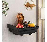 Wall mounted/desktop solid wood buddhist altar God Of Wealth Guanyin Cabinet Household Hanging Shrine Altar Table,Used to Place Photos, Souvenirs etc(Black,Small)