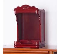 Wall Mounted Desktop Teak Wood Buddhist Altar Cabinet Home Shrine Pooja Mandir Table Niche Zen Meditation Shelf with Expandable Tray Hand Rubbed Finish(Red Sandalwood,48cm/18.8in)