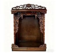 Wall mounted/desktop wood buddhist altar，Guan Gong Guanyin Pooja Statue Display Cabinet，Household Shrine Meditation Table, with Drawer for Pooja and Incense Tribute(Black Walnut,46cm/18.1in)