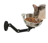 Wall Mounted Dog Bowl - Suspended Anti-Rust Ironwork Dining Basins, Vertical Structural Placement Hardware Servers, Perimeter Fixed Saucer Stand | Adjustable Heights Groundless Double Dishes for