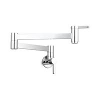 Wall Mounted Extendable Kitchen Faucet, Double Handle,Chrome Plated