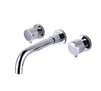 Wall Mounted Faucet,360 Degree Rotat spout,Double Handle,Three-Hole Wall-Mounted Basin Faucet,Chrome Plated,b-Split