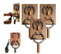 Wall Mounted Horseshoe Bottle Opener,Rustic Industrial Wall Mounted Wine Corkscrew with Solid Wood Base,Heavy Duty Manual Cork Remover,Functional Home Decors for Kitchen,Bar,Restaurant (3)