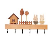 Wall Mounted Key Holder - Wooden Key Rack With 6 Hooks And Tray | Rustic Farmhouse Entryway Organizer, Keys Hanger For Hallway, Office, Bedroom, Mudroom, Mail Storage, Decorative Home Wall Shelf