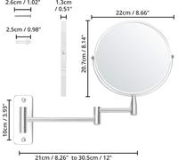 Wall Mounted Magnifying Mirror 360° Swivel 5x Magnification - 22 X 20.5cm - Stainless Steel Double Sided Bathroom Wall Mirror For Makeup And Shaving