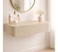 Wall Mounted Makeup Table, Floating Vanity Desk, Suspended Dressing Table | Raised Wall Design Frees Floor Space While Adjustable Mounting Height Enables A Tailored Setup(Khaki,31.5"/80cm)