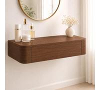 Wall Mounted Makeup Table, Floating Vanity Desk, Suspended Dressing Table | Raised Wall Design Frees Floor Space While Adjustable Mounting Height Enables A Tailored Setup(Walnut,31.5"/80cm)
