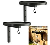 Wall-Mounted Metal Bird Bath Basin, 2-in-1 Outdoor Bird Bath and Feeder Tray with Hanging Hook, Hummingbird Wild Bird Feeding Station for Garden,Patio,Fence,Terrace