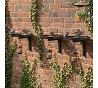 Wall-Mounted Metal Bird Bath for Outdoors - 2-in-1 Rustic Bird Feeder & Waterer Bowl with Hook, Heavy Duty Rust-Resistant Iron Tray for Garden, Patio, Yard, Balcony Decor, Easy to Install (3 pcs)
